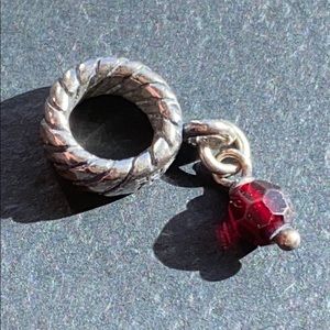3 for $12 Charm bead with dangle garnet